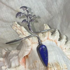 Lapis Lazuli Artisan Crafted statement leaves cuff